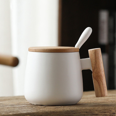 Custom Nordic Insulated แก้วกาแฟเซรามิค Matte White Black 13oz