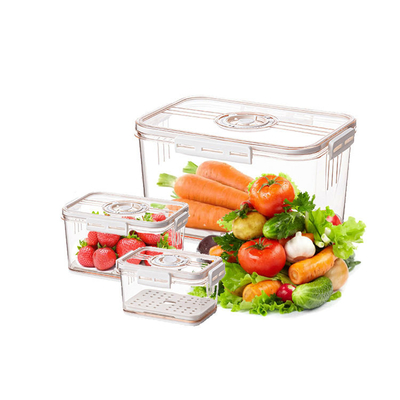 Bpa Free M Size M ถังขยะใสวางซ้อนกันได้สำหรับผักในครัวตู้เย็น