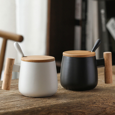 Custom Nordic Insulated แก้วกาแฟเซรามิค Matte White Black 13oz