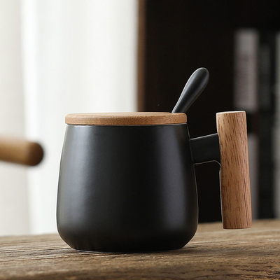 Custom Nordic Insulated แก้วกาแฟเซรามิค Matte White Black 13oz